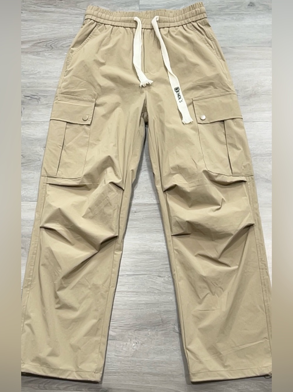 Mens BENDL S Khaki Tan Cargo Pants Size 29 Drawstring Waist Utility Streetwear